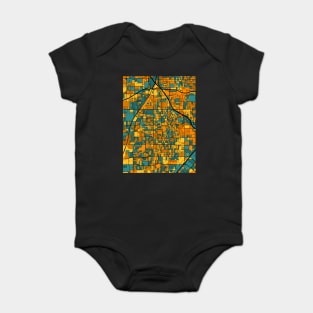 Santa Ana Map Pattern in Orange & Teal Baby Bodysuit